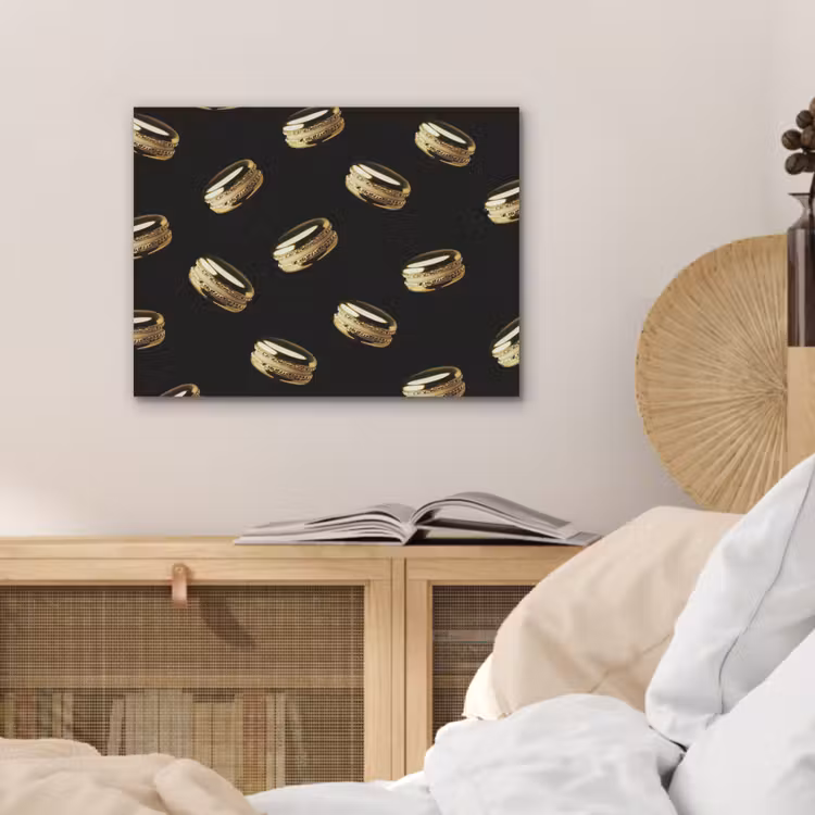 Macarons - Patroon - Goud - Zwart PET vilt klein -sfeer3