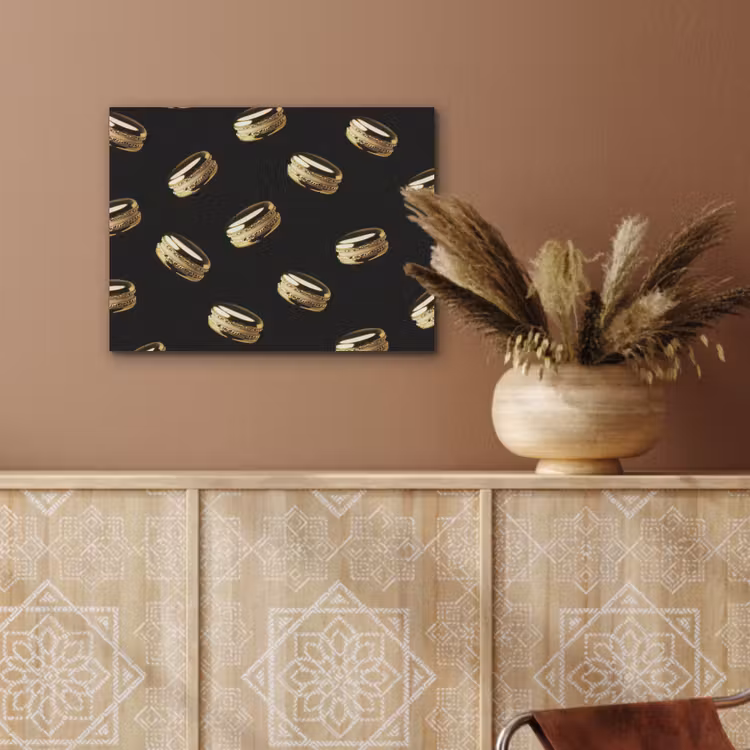 Macarons - Patroon - Goud - Zwart PET vilt klein -sfeer4