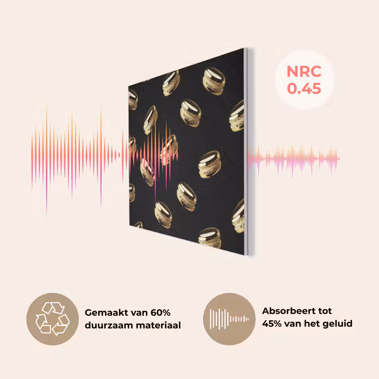 Macarons - Patroon - Goud - Zwart PET vilt klein -USP_NL
