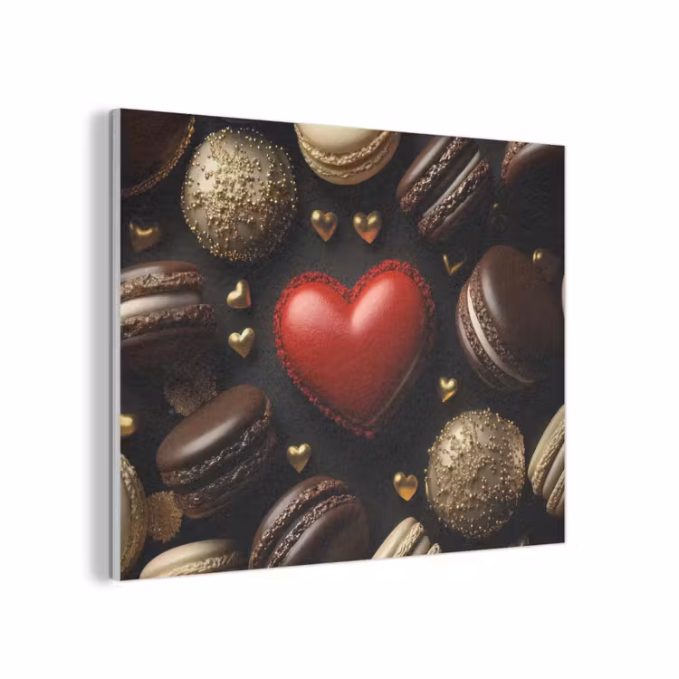 Macarons - Rood - Hart PET vilt klein -3d