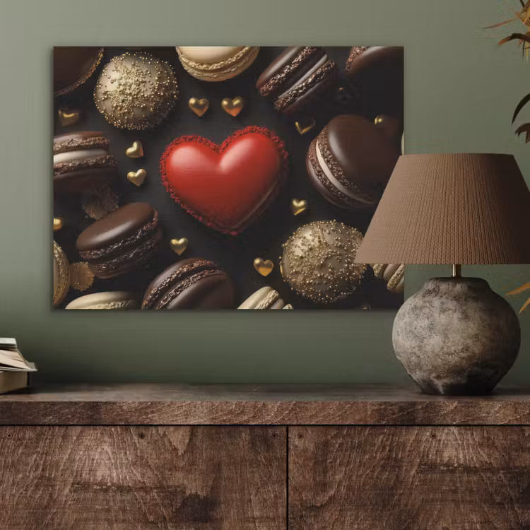 Macarons - Rood - Hart PET vilt klein -sfeer2