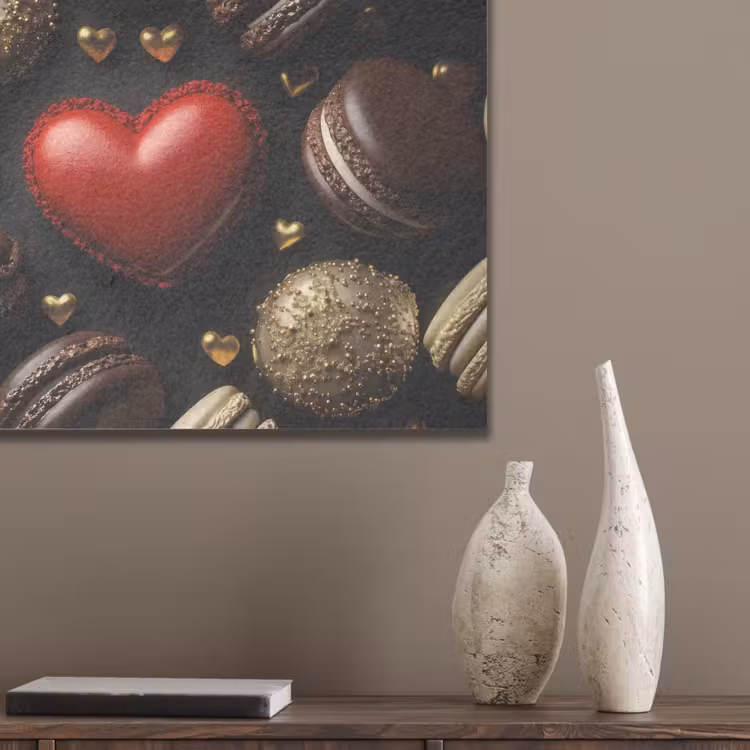 Macarons - Rood - Hart PET vilt klein -sfeer6_closeup