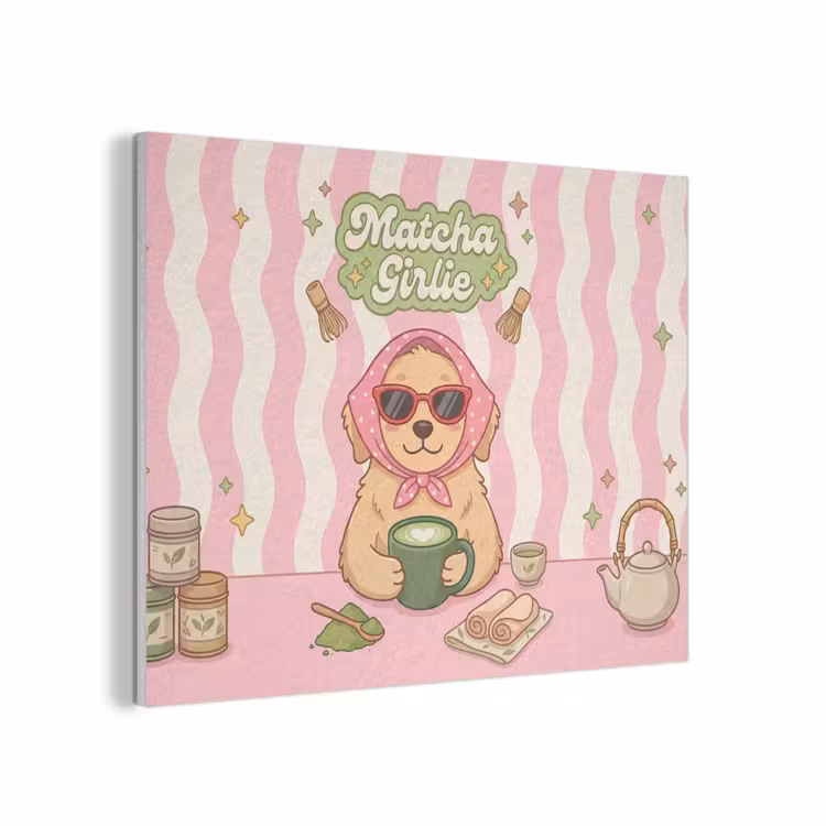 Matcha - Hond - Roze - Groen PET vilt klein -3d