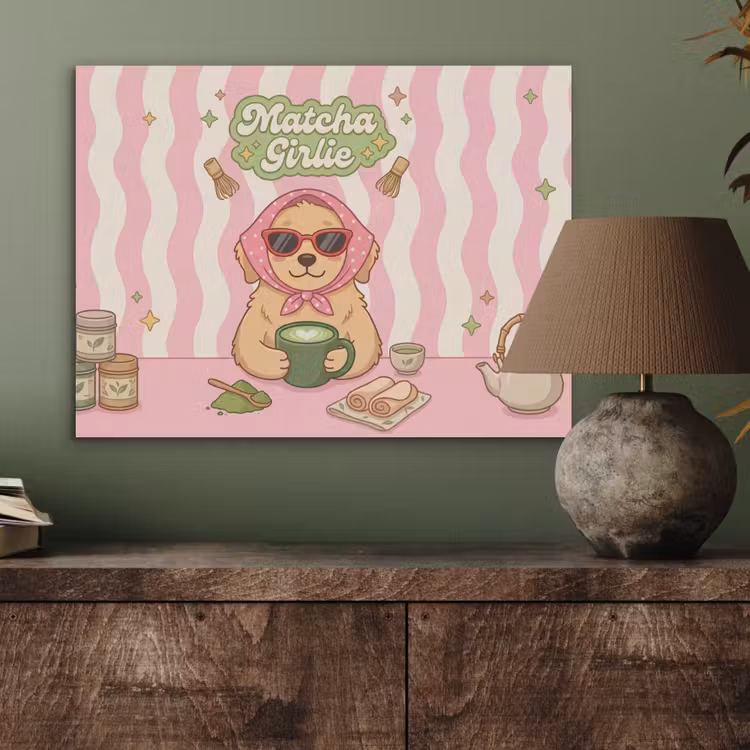Matcha - Hond - Roze - Groen PET vilt klein -sfeer2