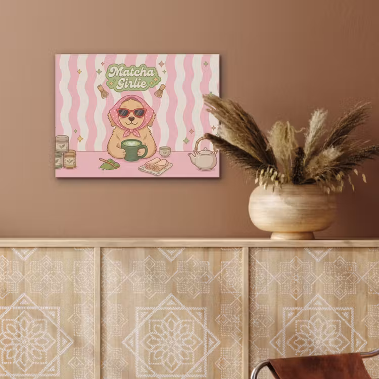 Matcha - Hond - Roze - Groen PET vilt klein -sfeer4