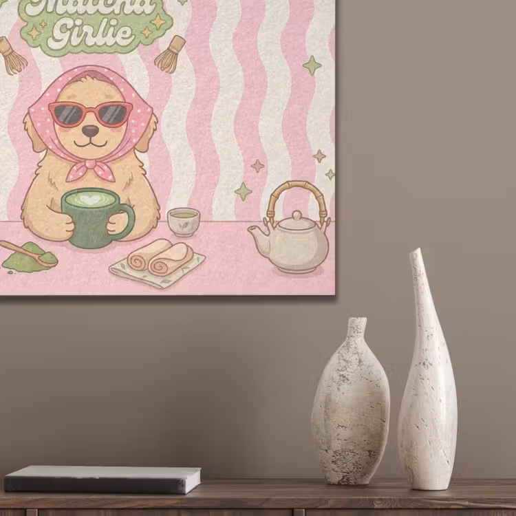 Matcha - Hond - Roze - Groen PET vilt klein -sfeer6_closeup