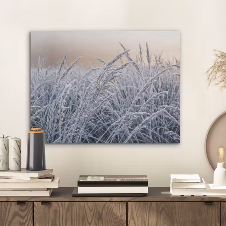 Rijp - Gras - Kristallen - Winter - Minimalistisch PET vilt klein -sfeer1