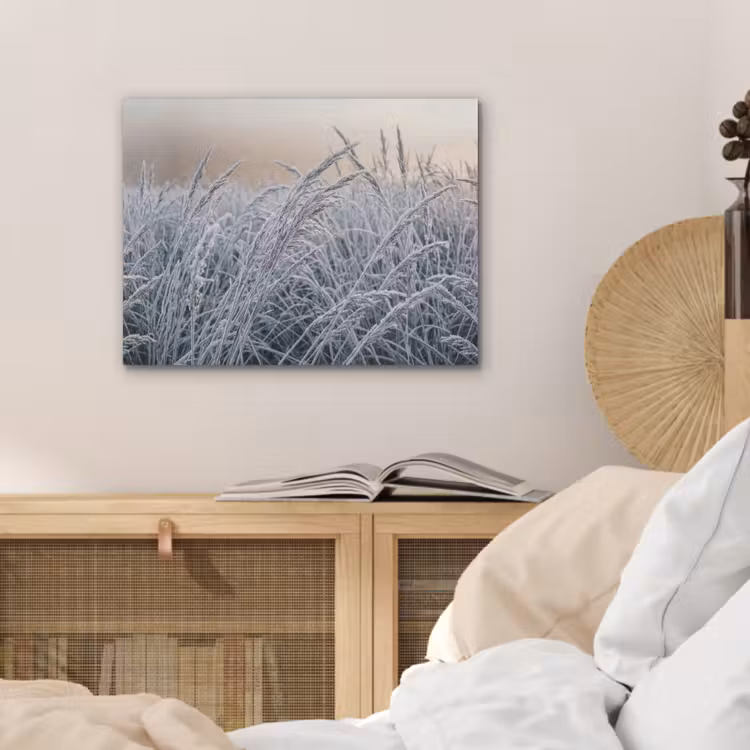 Rijp - Gras - Kristallen - Winter - Minimalistisch PET vilt klein -sfeer3