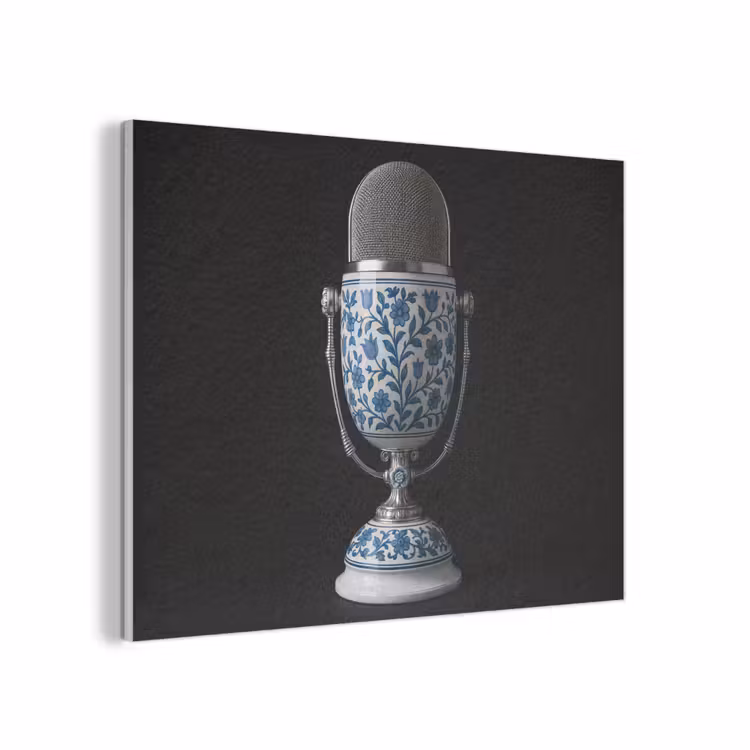 Microfoon - Delfts blauw - Muziek PET vilt klein -3d