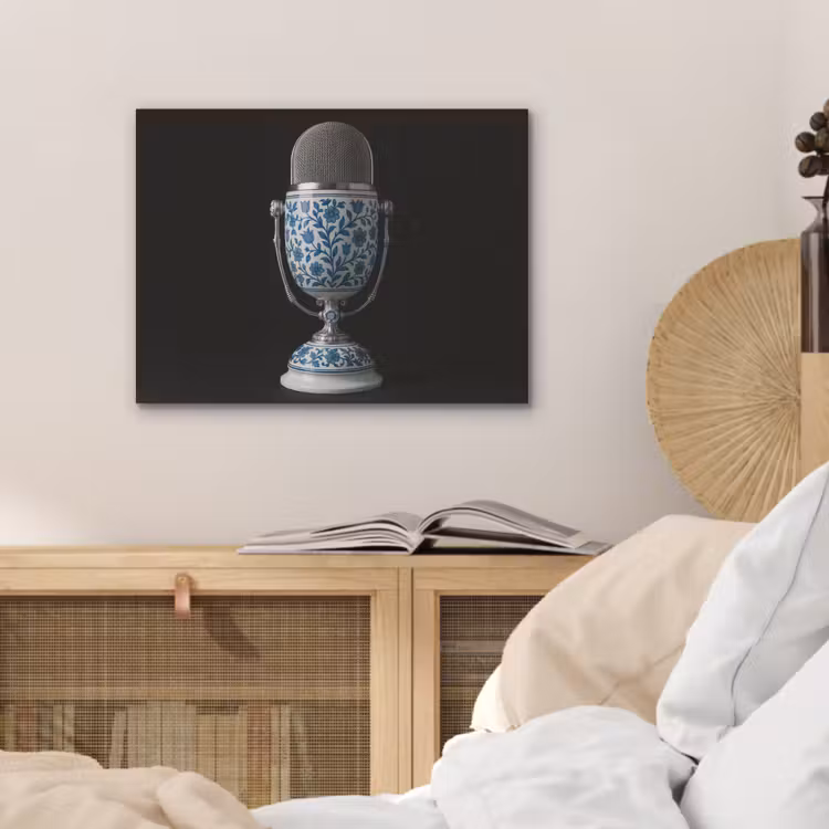 Microfoon - Delfts blauw - Muziek PET vilt klein -sfeer3