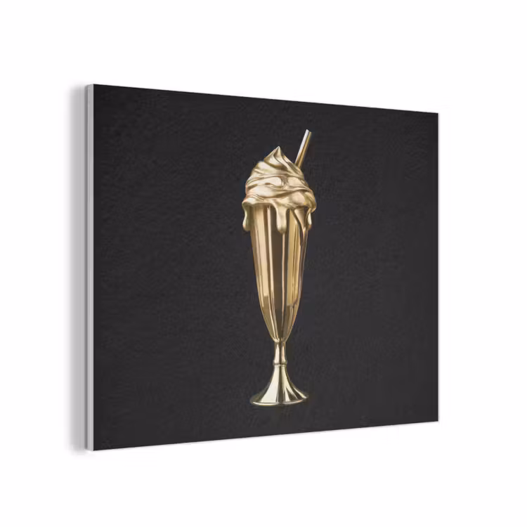 Milkshake - Goud - Drinken - Zwart PET vilt klein -3d