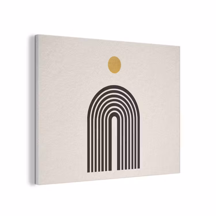 Minimalistisch - Zwarte boog - Gouden cirkel PET vilt klein -3d