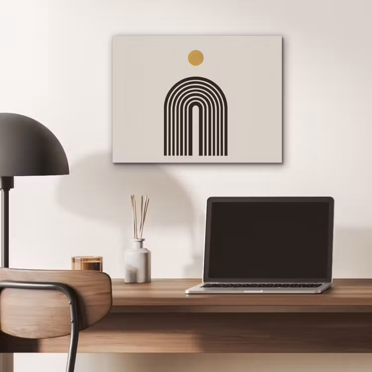 Minimalistisch - Zwarte boog - Gouden cirkel PET vilt klein -sfeer5