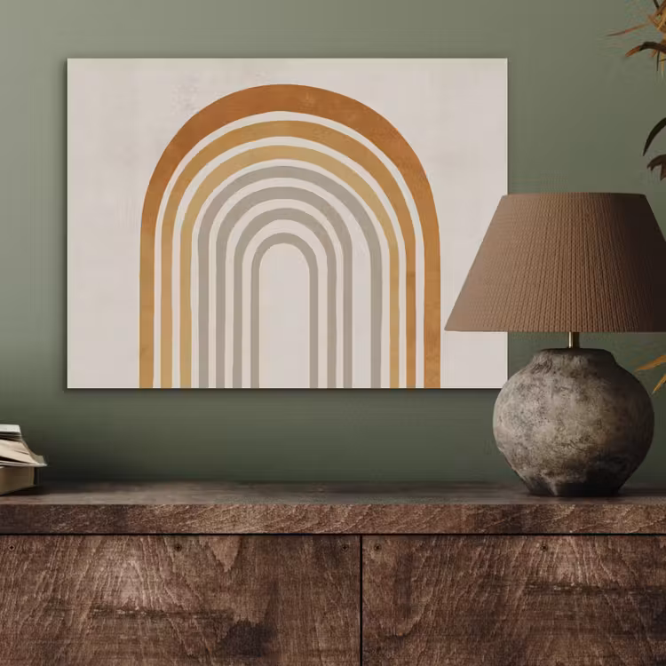 Minimalistisch - Boog - Lijnen - Beige PET vilt klein -sfeer2