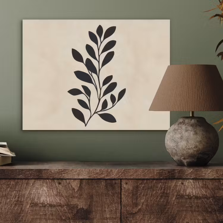 Minimalistisch - Tak - Bladeren - Zwart PET vilt klein -sfeer2