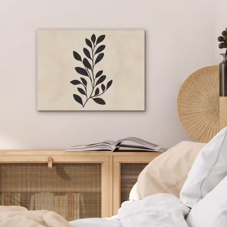 Minimalistisch - Tak - Bladeren - Zwart PET vilt klein -sfeer3