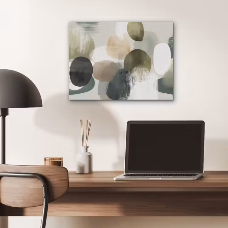 Minimalistisch - Cirkels - Penseelstreken - Beige PET vilt klein -sfeer5