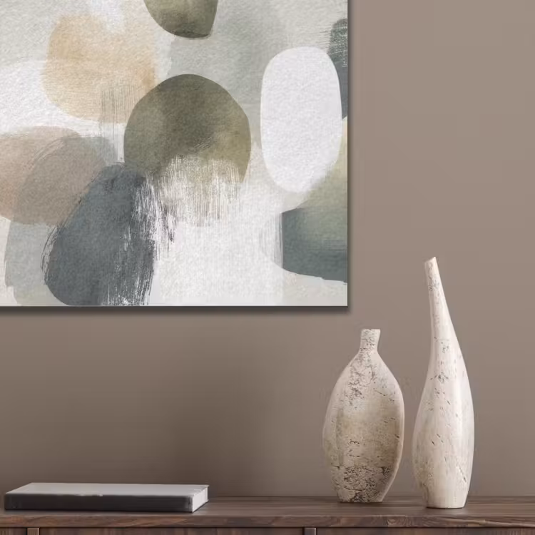 Minimalistisch - Cirkels - Penseelstreken - Beige PET vilt klein -sfeer6_closeup
