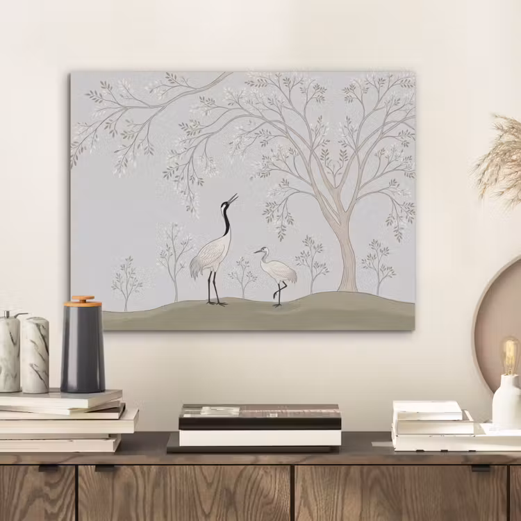 Minimalistisch - Kraanvogels - Blauw PET vilt klein -sfeer1
