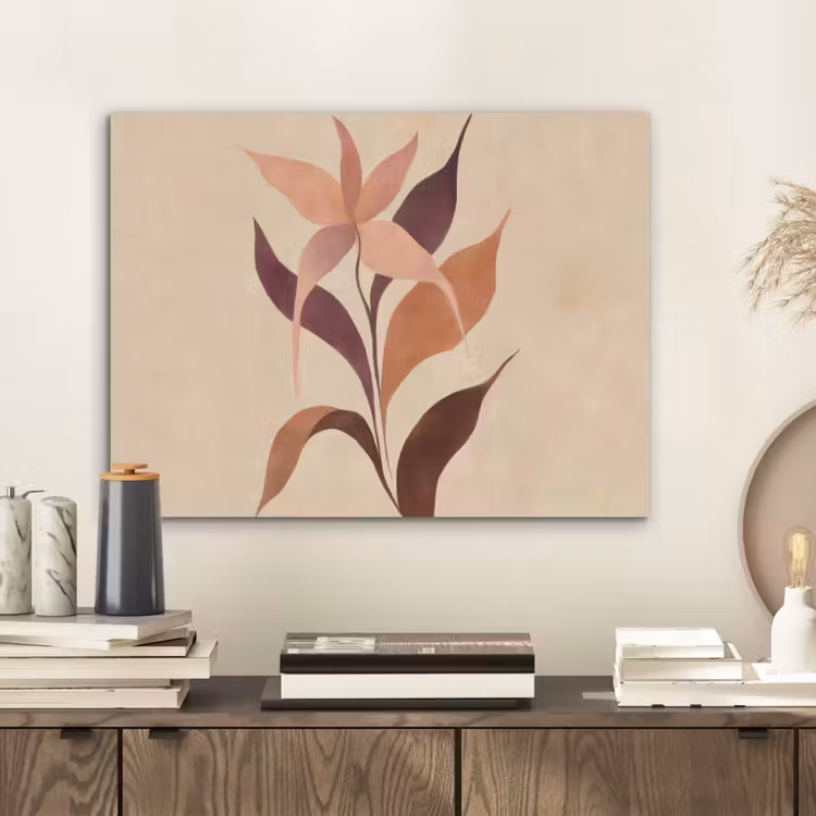 Minimalistisch - Bloem - Bladeren - Beige PET vilt klein -sfeer1