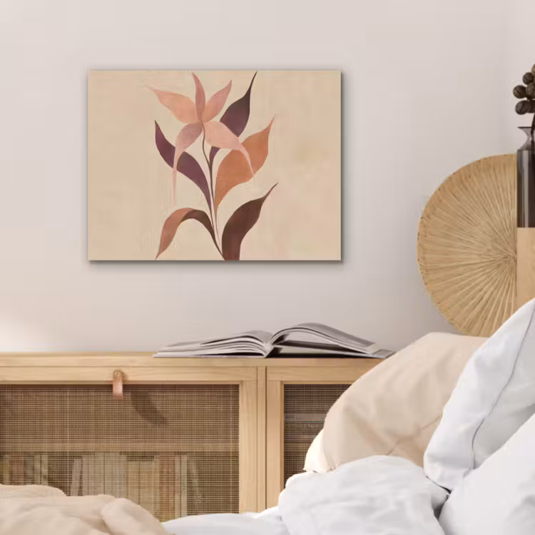 Minimalistisch - Bloem - Bladeren - Beige PET vilt klein -sfeer3