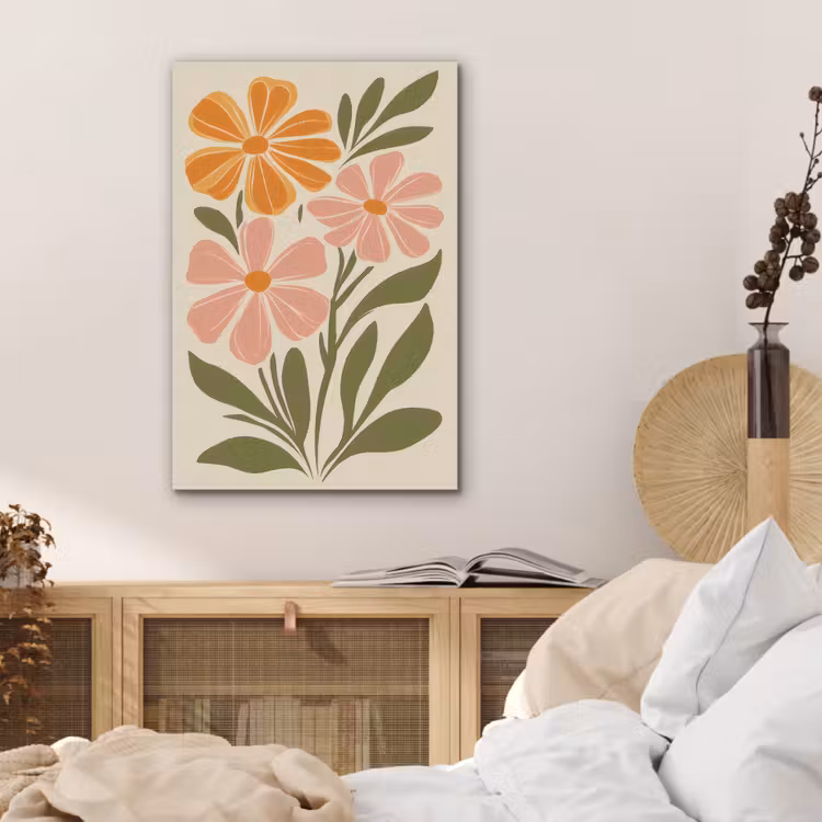 Minimalistisch - Bloemen - Bladeren - Roze PET vilt middel -sfeer3
