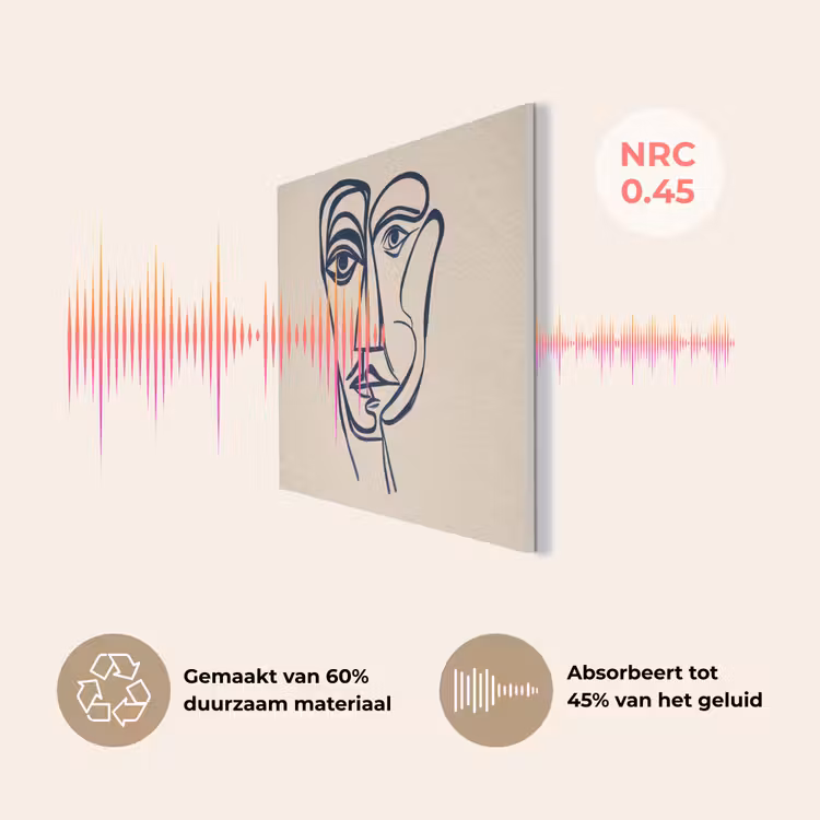 Minimalistisch - Lijnillustratie - Beige - Donkerblauw PET vilt klein -USP_NL