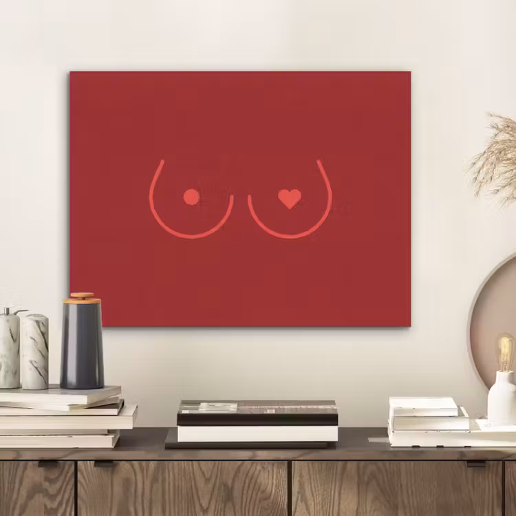 Minimalistisch - Lijnillustratie - Rood PET vilt klein -sfeer1