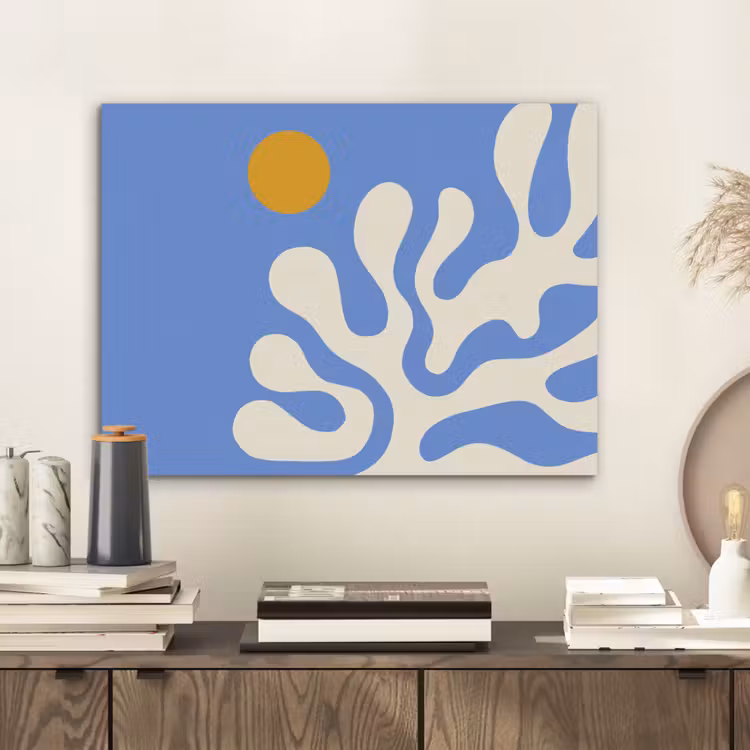 Minimalistisch - Organisch patroon - Blauw PET vilt klein -sfeer1