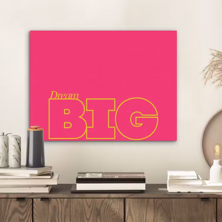 Minimalistisch - Roze - Dream big - Grafisch PET vilt klein -sfeer1