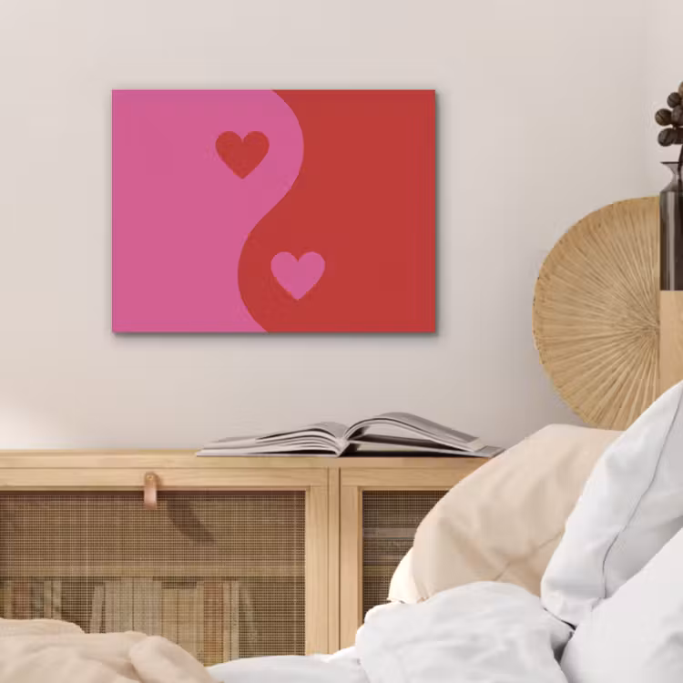 Minimalistisch - Rood - Roze - Hartjes PET vilt klein -sfeer3