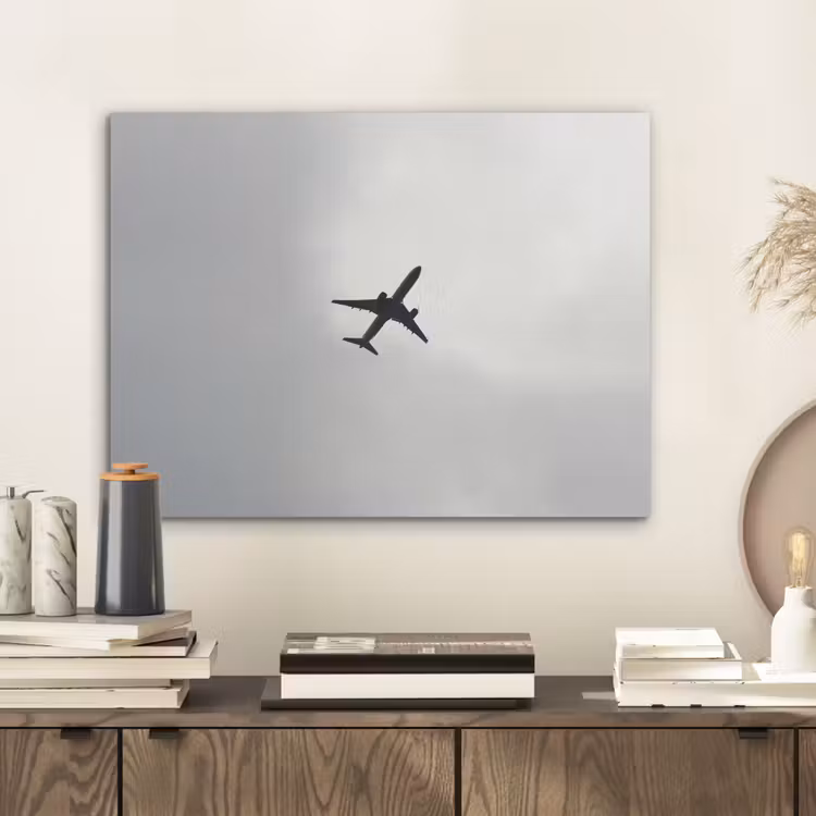 Minimalistisch - Silhouet - Zwart - Vliegtuig PET vilt klein -sfeer1