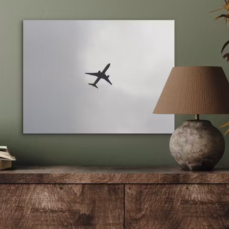 Minimalistisch - Silhouet - Zwart - Vliegtuig PET vilt klein -sfeer2