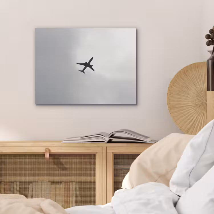 Minimalistisch - Silhouet - Zwart - Vliegtuig PET vilt klein -sfeer3