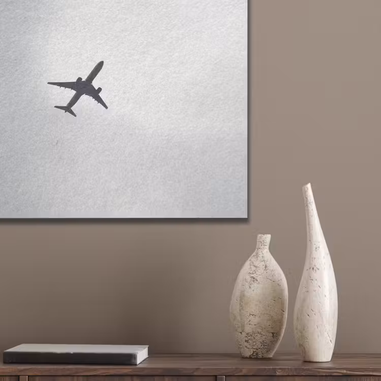 Minimalistisch - Silhouet - Zwart - Vliegtuig PET vilt klein -sfeer6_closeup