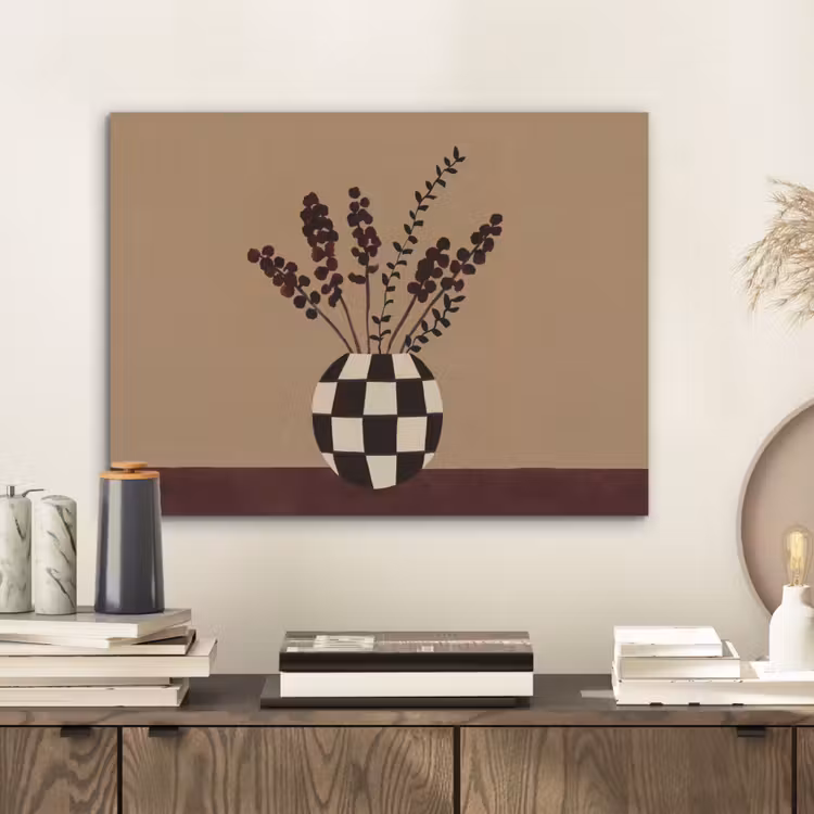 Minimalistisch - Vaas - Bloemen - Bruin PET vilt klein -sfeer1