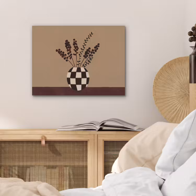 Minimalistisch - Vaas - Bloemen - Bruin PET vilt klein -sfeer3