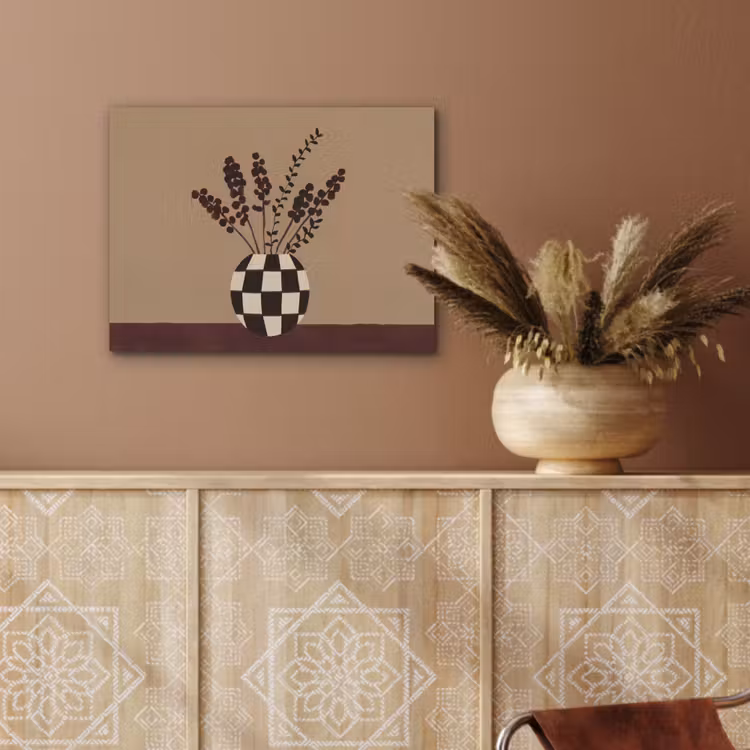 Minimalistisch - Vaas - Bloemen - Bruin PET vilt klein -sfeer4
