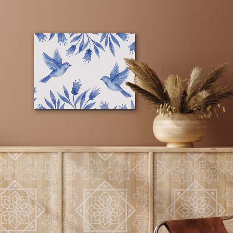 Modern - Vogels - Delfts - Blauw PET vilt klein -sfeer4