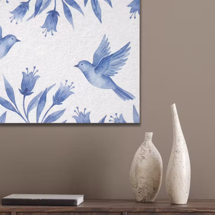 Modern - Vogels - Delfts - Blauw PET vilt klein -sfeer6_closeup