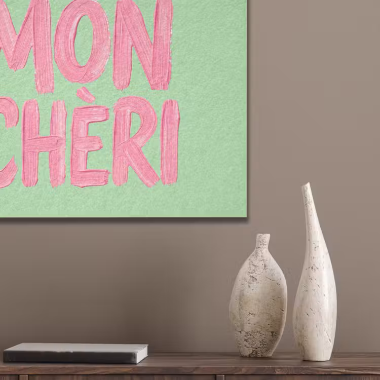 Mon cheri - Groen - Roze PET vilt klein -sfeer6_closeup