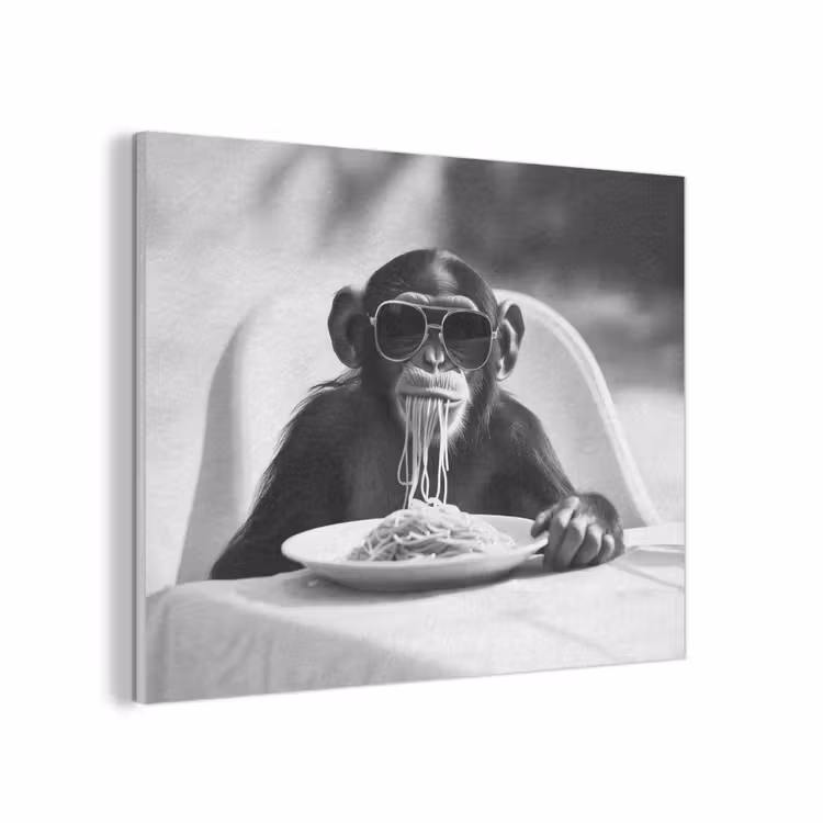 Aap - Spaghetti - Zonnebril - Zwart wit - Cool - Dier PET vilt klein -3d