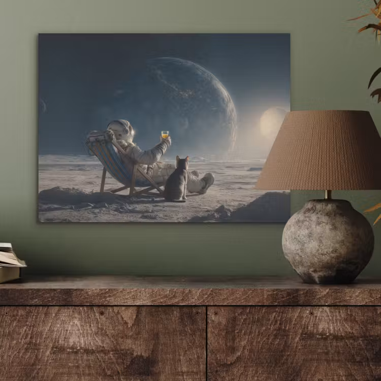 Maan - Kat - Astronaut - Ruimte PET vilt klein -sfeer2