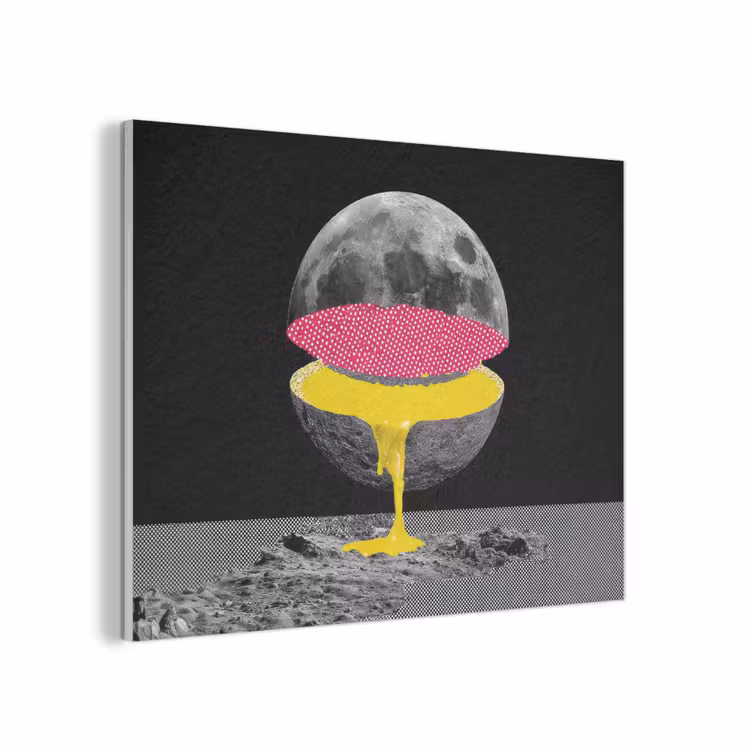 Maan - Geel - Roze - Zwart PET vilt klein -3d