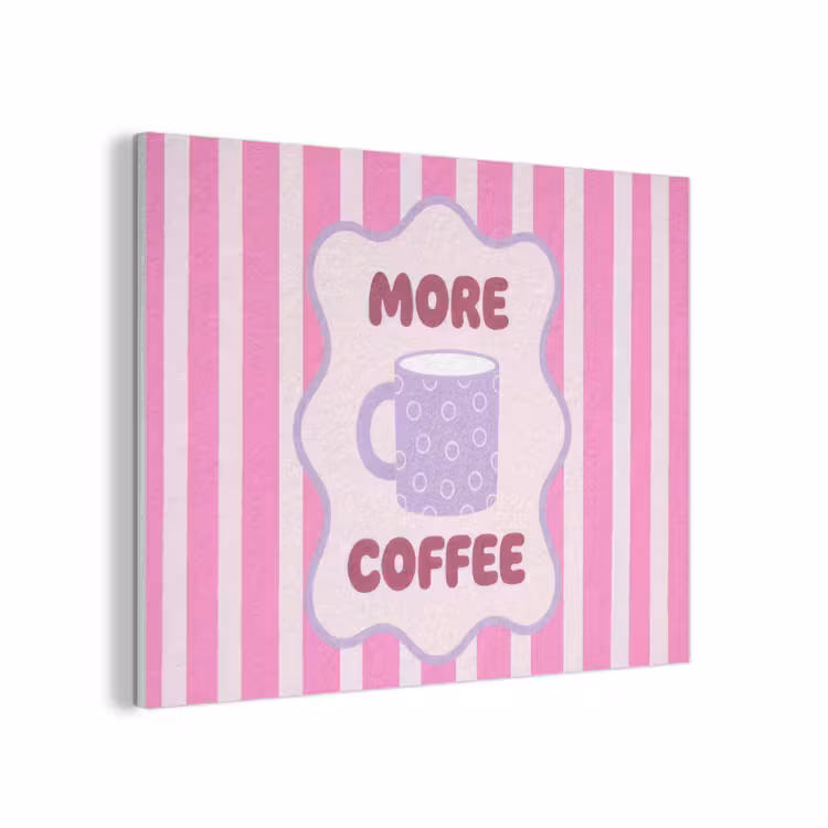 More coffee - Roze - Paars - Strepen - Mok PET vilt klein -3d