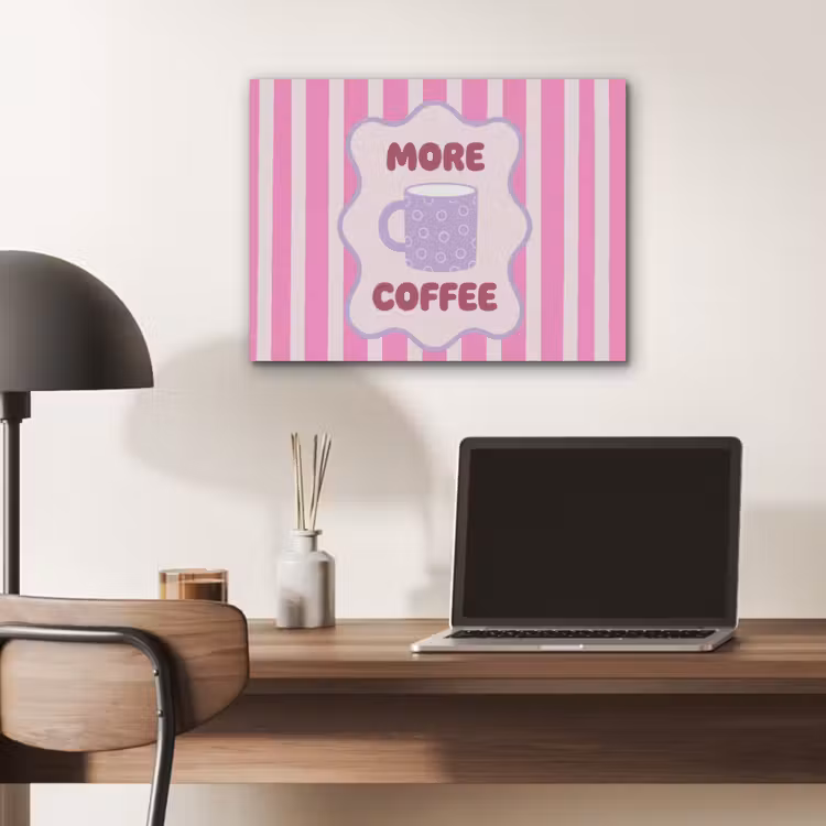 More coffee - Roze - Paars - Strepen - Mok PET vilt klein -sfeer5