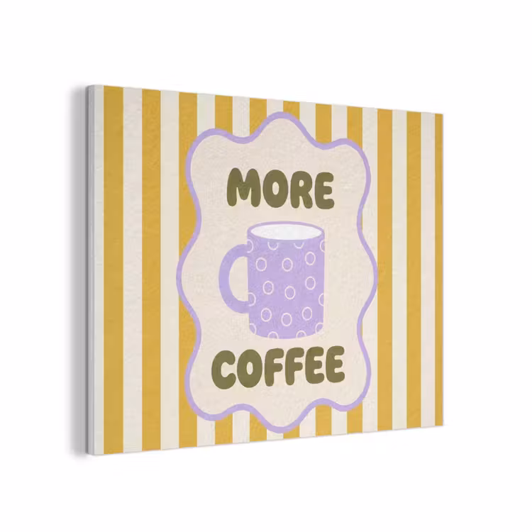 More coffee - Geel - Paars - Strepen - Mok PET vilt klein -3d