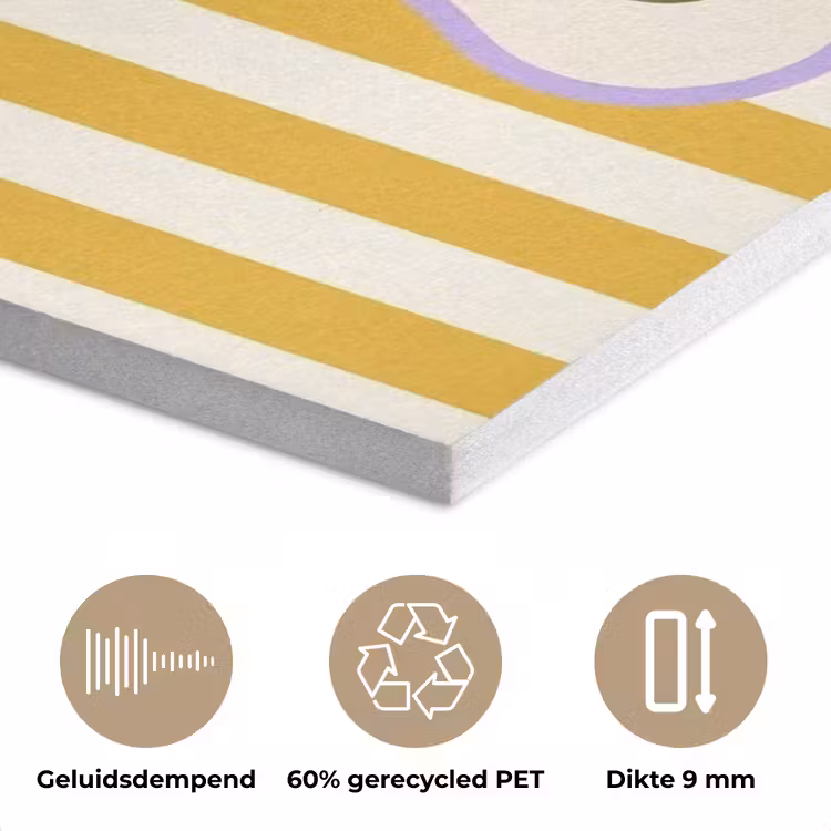 More coffee - Geel - Paars - Strepen - Mok PET vilt klein -closeup_NL