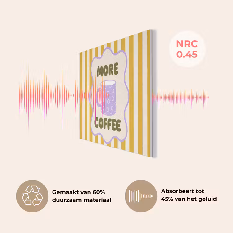 More coffee - Geel - Paars - Strepen - Mok PET vilt klein -USP_NL
