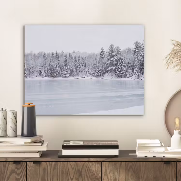 Meer - Dennen - IJs - Winter - Rustgevend PET vilt klein -sfeer1